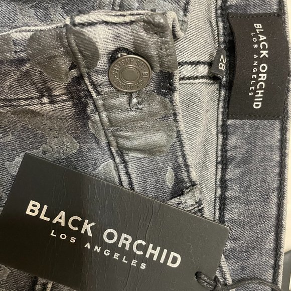 BLACK ORCHID Brooklyn Mid-Rise Straight Leopard-Print Jeans size 28 - Picture 7 of 8